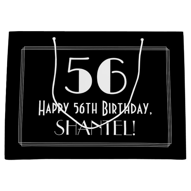 Grand Sac Cadeau 56ème anniversaire : Art Déco Style inspiré "56",  (Devant)