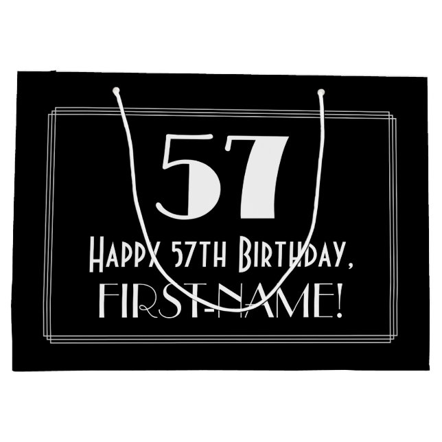 Grand Sac Cadeau 57ème anniversaire : Art Déco Style inspiré "57",  (Dos)