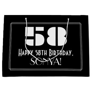 Grand Sac Cadeau 58e anniversaire ~ Art Déco Inspiré Look "58" + No