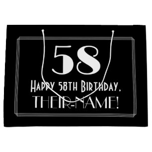 Grand Sac Cadeau 58ème anniversaire : Art Déco Style inspiré "58",