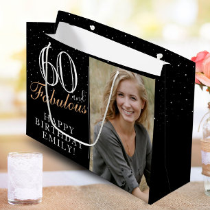 Grand Sac Cadeau 60 et fabuleux Elegant Black 60th Birthday Photo