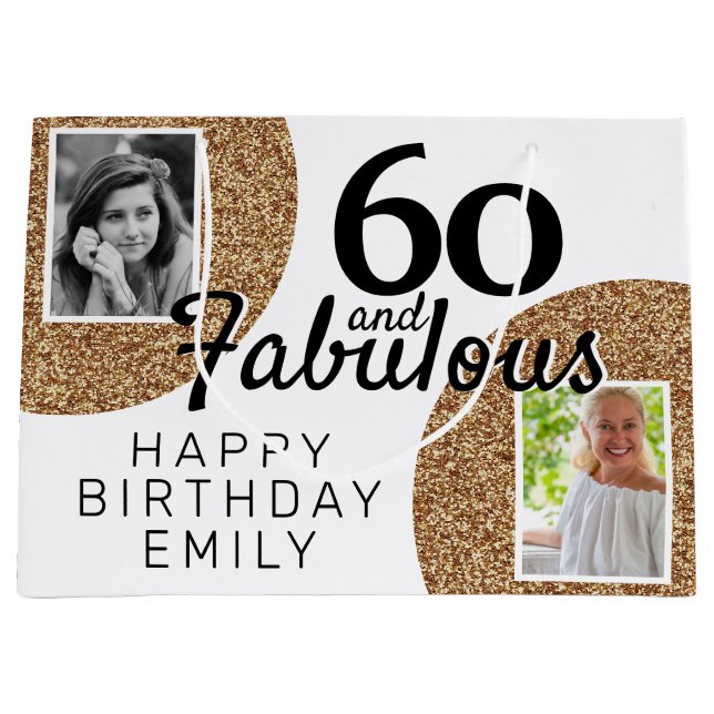 Grand Sac Cadeau 60 et Fabulous Gold Parties scintillant 2 Photo 60 (Devant)