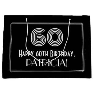 Grand Sac Cadeau 60e anniversaire — Art Déco Inspiré Look "60" & No