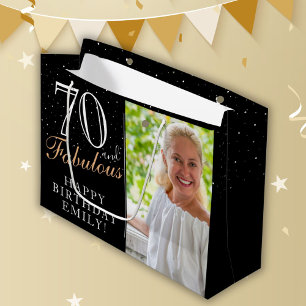 Grand Sac Cadeau 70 et fabuleux Elegant Black 70th Birthday Photo