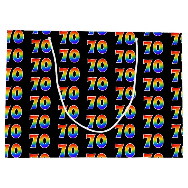 Grand Sac Cadeau 70e anniversaire : Fun Rainbow Numéro d'événement  (Dos)