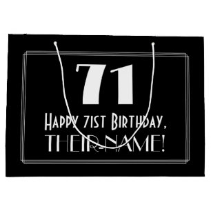 Grand Sac Cadeau 71e Anniversaire : Style Inspiré d'Art Déco "71",