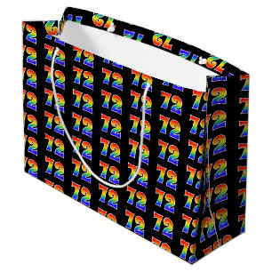 Grand Sac Cadeau 72e anniversaire : Fun Rainbow Event Numéro 72 Mot
