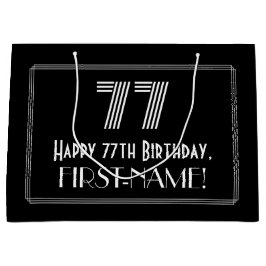 Grand Sac Cadeau 77e anniversaire — Art Déco Inspiré Look "77" & No