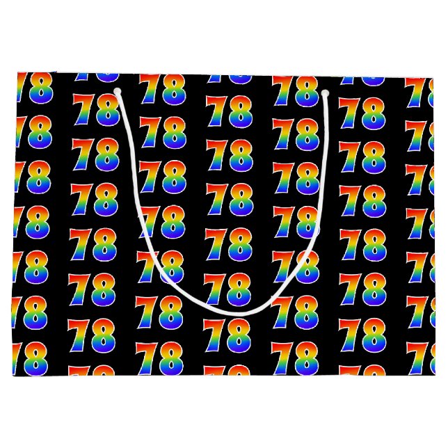 Grand Sac Cadeau 78e anniversaire : Fun Rainbow Event Numéro 78 Mot (Dos)