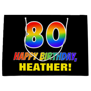 Grand Sac Cadeau 80e anniversaire : Bold, amusant, simple, arc-en-c