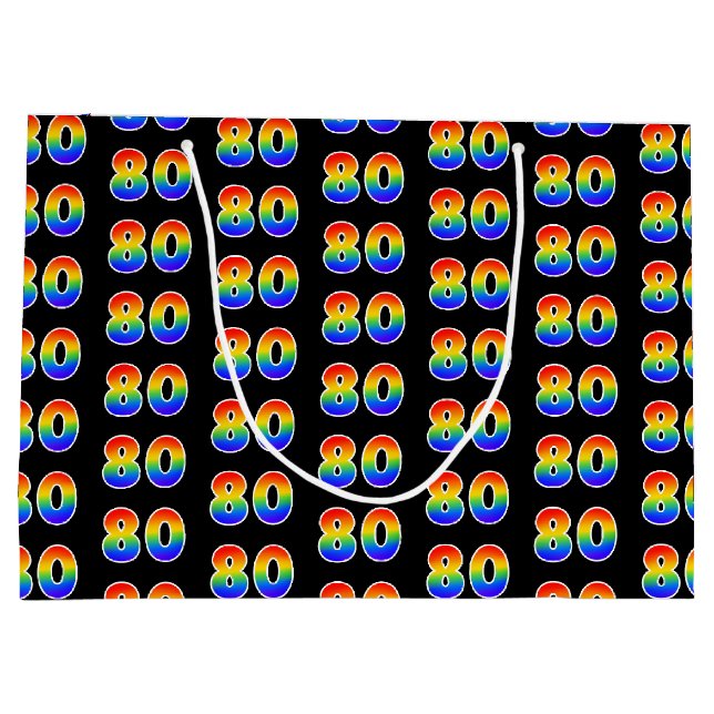 Grand Sac Cadeau 80e anniversaire : Fun Rainbow Numéro d'événement  (Dos)