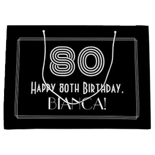 Grand Sac Cadeau 80e anniversaire — Représentation Art Déco "80