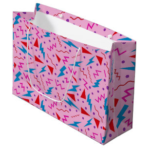 Grand Sac Cadeau 80s 90s Memphis style géométrique rose