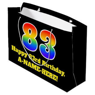 Grand Sac Cadeau 83e anniversaire ~ Amusant, coloré, Vibrant, Arc-e