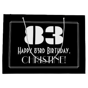 Grand Sac Cadeau 83e Anniversaire ~ Look inspiré d'Art Déco "83" +