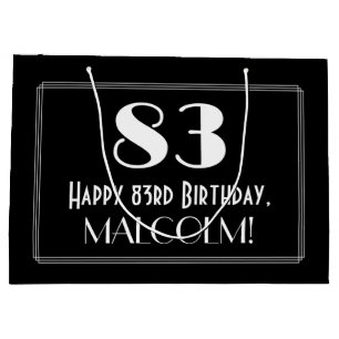 Grand Sac Cadeau 83ème anniversaire : Art Déco Style inspiré "83",
