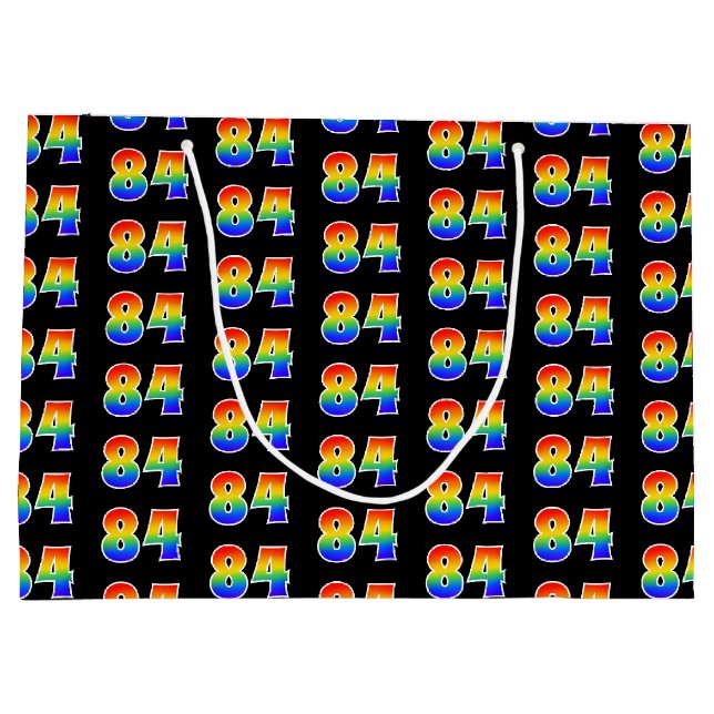 Grand Sac Cadeau 84e anniversaire : Fun Rainbow Numéro d'événement  (Dos)