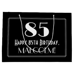 Grand Sac Cadeau 85e anniversaire : Style Art Déco inspiré "85", 