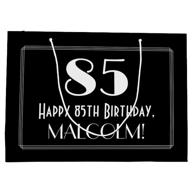 Grand Sac Cadeau 85ème anniversaire : Art Déco Style inspiré "85",  (Dos)