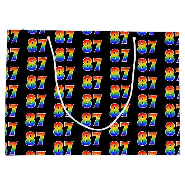 Grand Sac Cadeau 87e anniversaire : Fun Rainbow Numéro d'événement  (Dos)