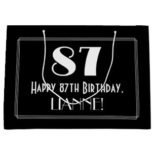 Grand Sac Cadeau 87ème anniversaire : Art Déco Style inspiré "87", 
