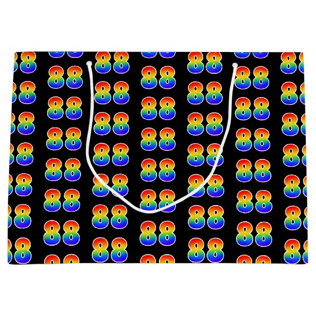 Grand Sac Cadeau 88e anniversaire : Fun Rainbow Numéro d'événement  (Devant)