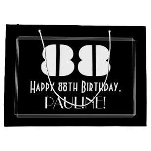 Grand Sac Cadeau 88e anniversaire ~ Look inspiré d'Art Déco "88" +