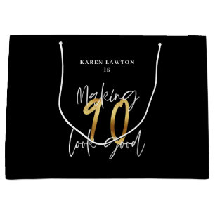Grand Sac Cadeau 90 ans d'or