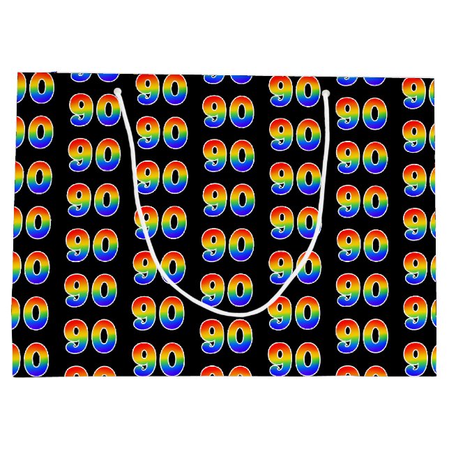 Grand Sac Cadeau 90e anniversaire : Fun Rainbow Numéro d'événement  (Dos)