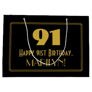 Grand Sac Cadeau 91e anniversaire — Représentation Art déco "91