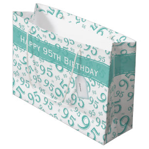 Grand Sac Cadeau 95e Joyeux anniversaire Turquoise numéro aléatoire