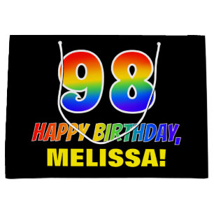 Grand Sac Cadeau 98e anniversaire : Bold, amusant, simple, arc-en-c