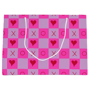 Grand Sac Cadeau À damiers coeur Lilac Hot Pink XO