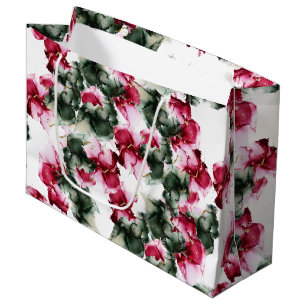Grand sac cadeau Abstrait Crimson et Sage Green
