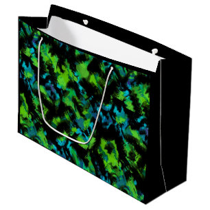 Grand Sac Cadeau Abstrait noir et vert