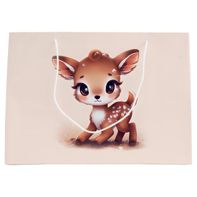 Grand Sac Cadeau Adorable Cerf de Bébé (Devant)