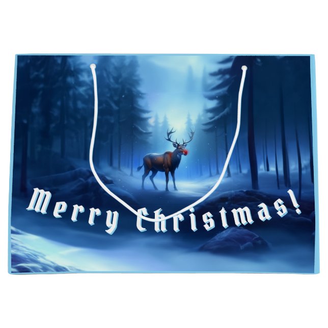 Grand Sac Cadeau Adorable Reindeer Winter Wonderland Vacances (Devant)