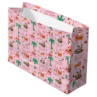 Grand Sac Cadeau Adorables Noël Père Noël Surfing Funny