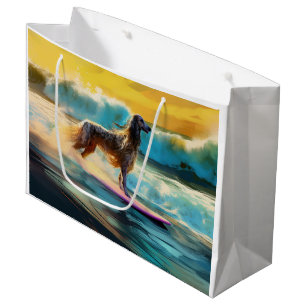 Grand Sac Cadeau Afghan Hound Beach Surf Peinture