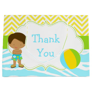 Grand Sac Cadeau African American Boy Pool Party Bash Merci