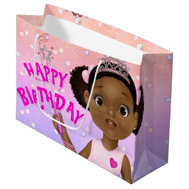 Grand Sac Cadeau Afro-Américaine Fairy Princesse Ballerina (Devant Angle)