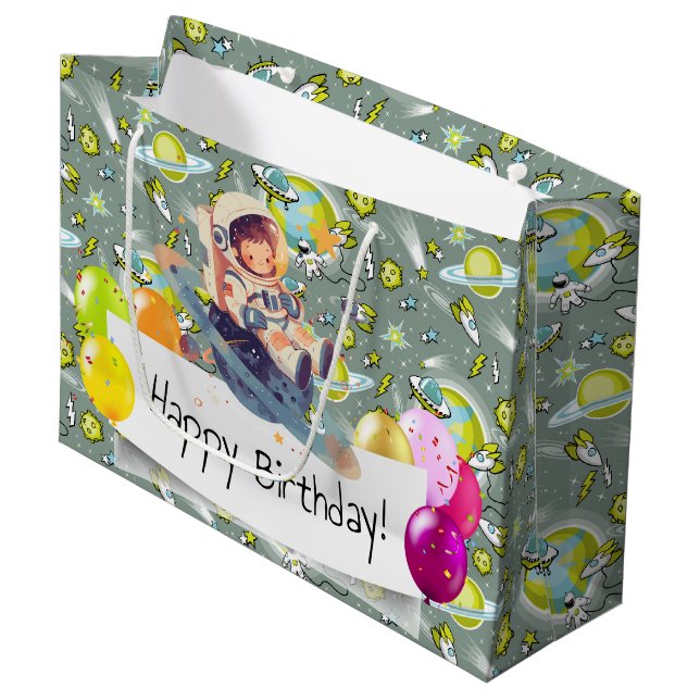 Grand Sac Cadeau Âge de l'espace (Devant Angle)