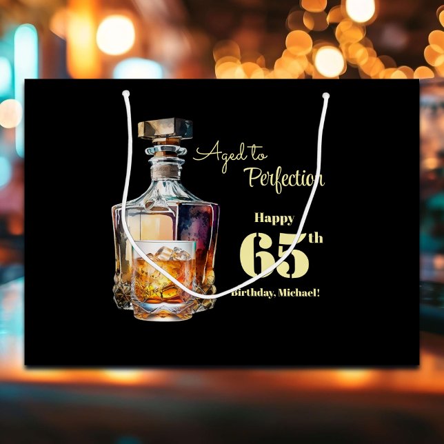 Grand Sac Cadeau Aged to Perfection Men's 65th Whiskey Birthday  (Créateur téléchargé)
