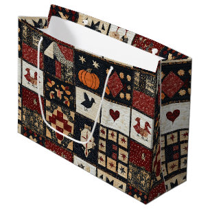 Grand Sac Cadeau Agritourisme primitif Appliqué et géométrique