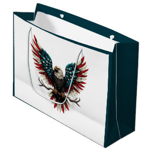 Grand Sac Cadeau Aigle rustique patriotique américain/américain cha