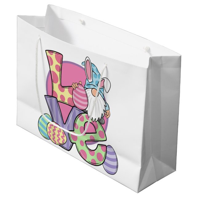Grand Sac Cadeau Aimez Pâques (Devant Angle)