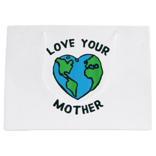 Grand Sac Cadeau Aimez Votre Mère Terre Cœur