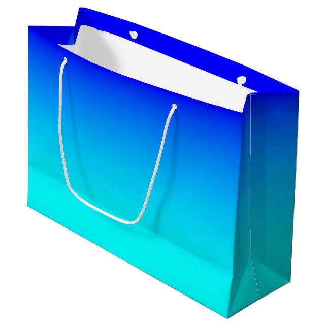 Grand Sac Cadeau Aire à dégradé bleu (Devant Angle)