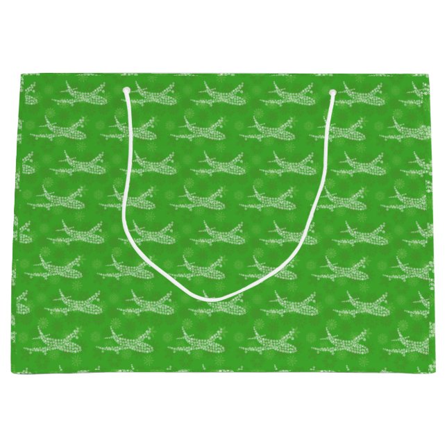 Grand Sac Cadeau Airliner Snowflake - Vert (Devant)