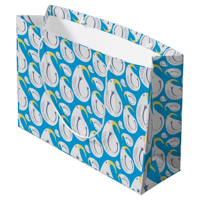 Grand Sac Cadeau Albatros blanc, bleu, jaune, gris, (Dos Angle)